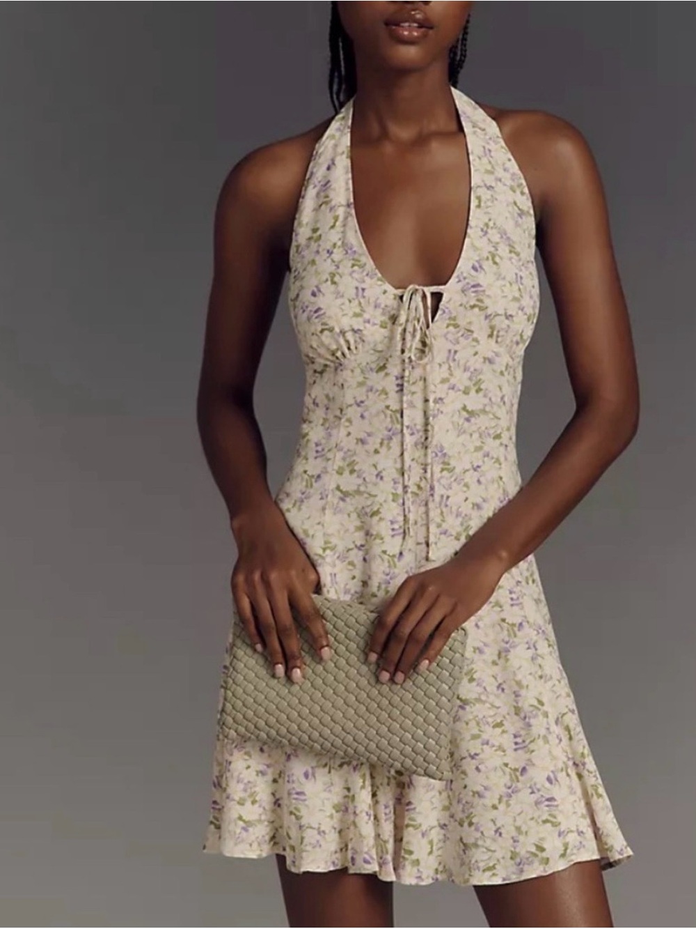 NWT Anthropologie Maeve Floral Halter Mini Dress Size Large
